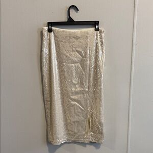 Time and Tru Shimmering Silver Pencil Skirt